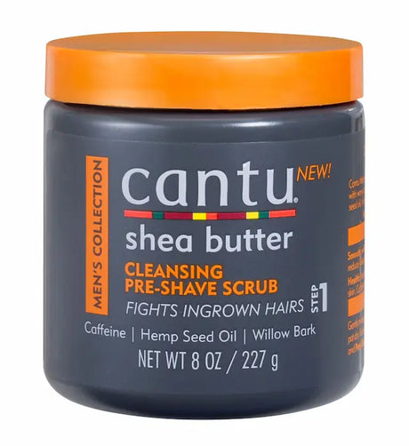 Cantu - Gommage Nettoyant Homme anti poils incarnés visage, barbe et tête. Cleansing Pre-Shave Scrub. Pot 227 Grammes.