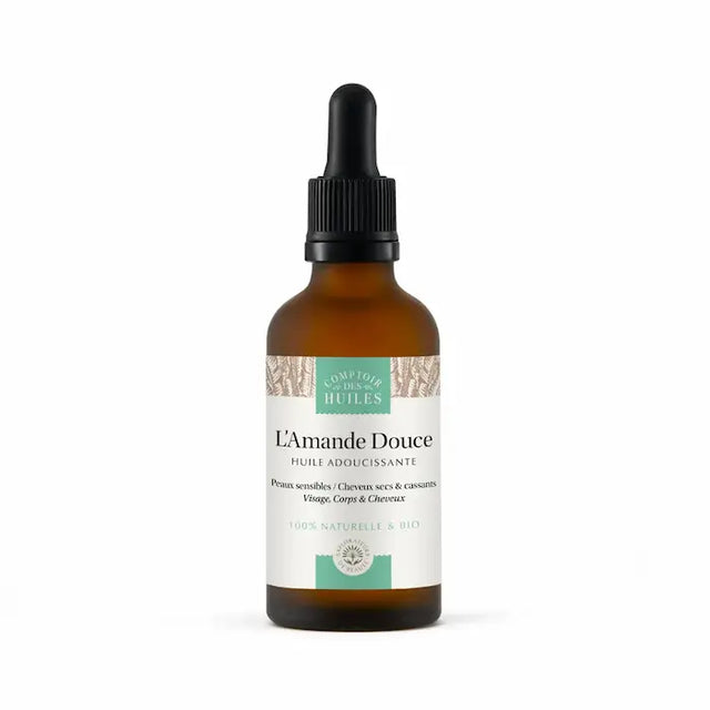 Huile d'Amande Douce BIO - Adoucissante Visage, Cheveux & Corps 100% naturelle et certifiée BIO