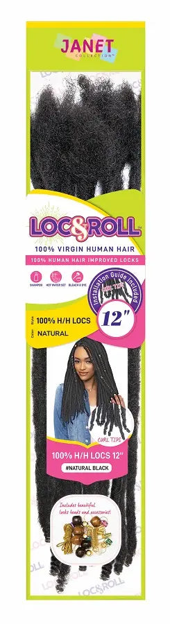 Locks naturelles Loc N Roll Braid 12 pouces noir ou chatain foncé - Janet Collection