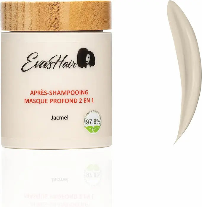 Soin Cheveux 2 en 1 Masque profond et Après-shampoing Cheveux crépus, bouclés secs EvasHair Jacmel Pot 300ml