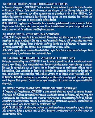 Formulé à base de Ginseng et de fleur d’Hibiscus, le Complexe Longueurs renforce les longueurs et les pointes des cheveux.