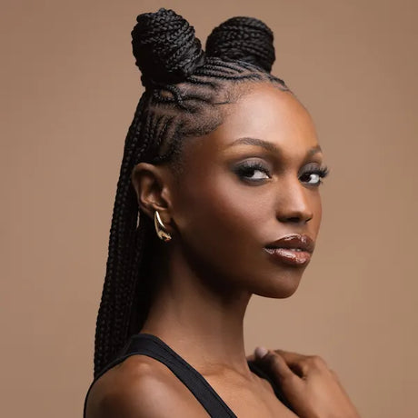 Tresses, Braids, corn raws impeccables avec la mousse fixatrice Aunt Jackie's