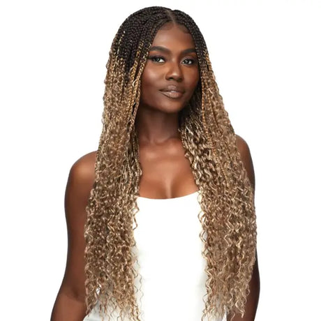 Boho box braids lace wig ombre blonde 13x4 30 pouces Outre