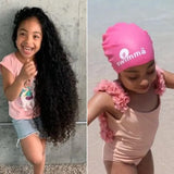 Bonnet de Bain Large Rose en silicone pour Enfant convient aux cheveux Longs, Dreadlocks, Tresses, Boucles et Coupes Afro