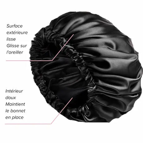 Bonnet de nuit en satin pour cheveux bouclés, crépus ou lisses