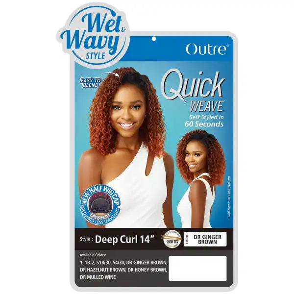 Demi-perruque bob bouclée Deep Curl 14 pouces Outre Quick Weave