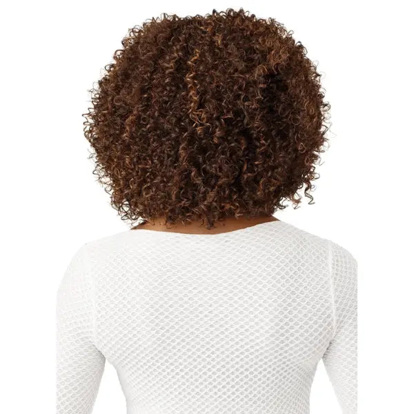 Demi perruque Kinky Curly mi-longue couleur chocolat Outre Camie