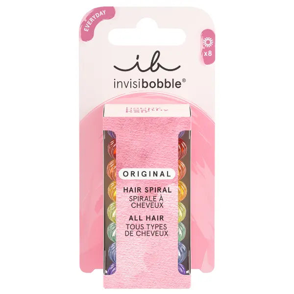 Elastique Spirale Cheveux bouclés Multicolors Invisibobble Boîte de 8