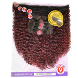 Extensions bouclées CLIP-IN- 9PCS BOHEMIAN AFRO 12 pouces Outré BIG BEAUTIFUL HAIR couleur bordeaux TD Wine Copper