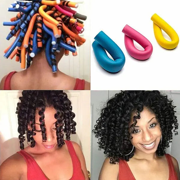 Coiffure avec Flexirods sur cheveux bouclés. Bigoudis sans chaleur.