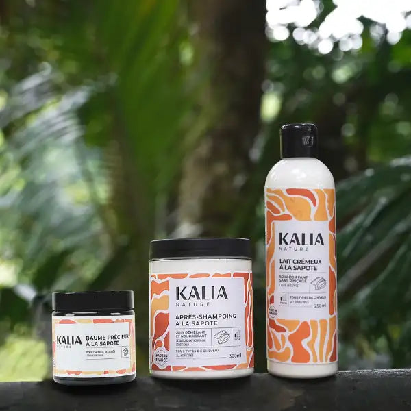 Gamme Kalia Nature Soins capillaires à la Sapote pour assouplir et revitaliser les cheveux bouclé, frisés, crépus