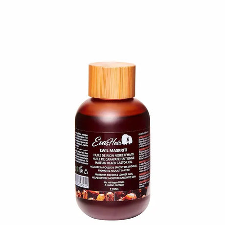 Evashair Huile de Ricin noire d'Haïti / Carapate / Black castor oil - 120ML pour les cheveux, la peau, les cils et sourcils ou, la barbe.