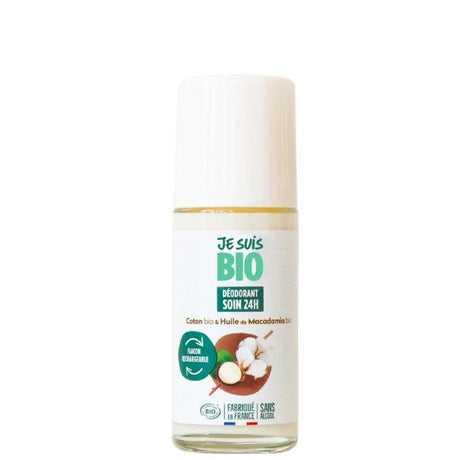 Je suis Bio - Déodorant Roll-on Rechargeable Soin 24h Coton et Huile de Macadamia - 50 ml