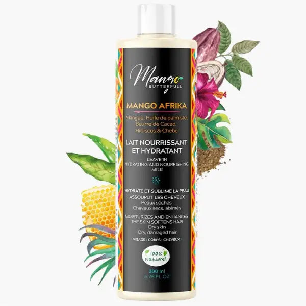 Lait naturel nourrissant et hydratant peaux sèches et cheveux abîmés MANGO AFRIKA 