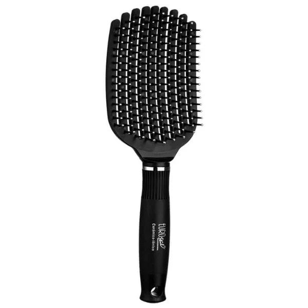 Brosse large rectangulaire avec picots à bout rond Céramique ionique pour Cheveux ondulés, bouclés, lisses