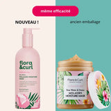 Flora & Curl Masque hydratant pour cheveux ondulés, bouclés, frisés à l'eau de Rose et Miel