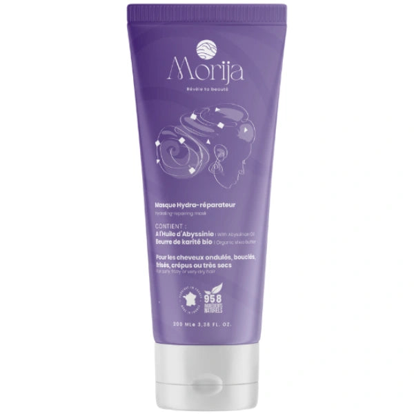 Masque hydra-réparateur Morija spécialement conçu pour venir en aide aux cheveux secs et fragiles.Tube 200ML