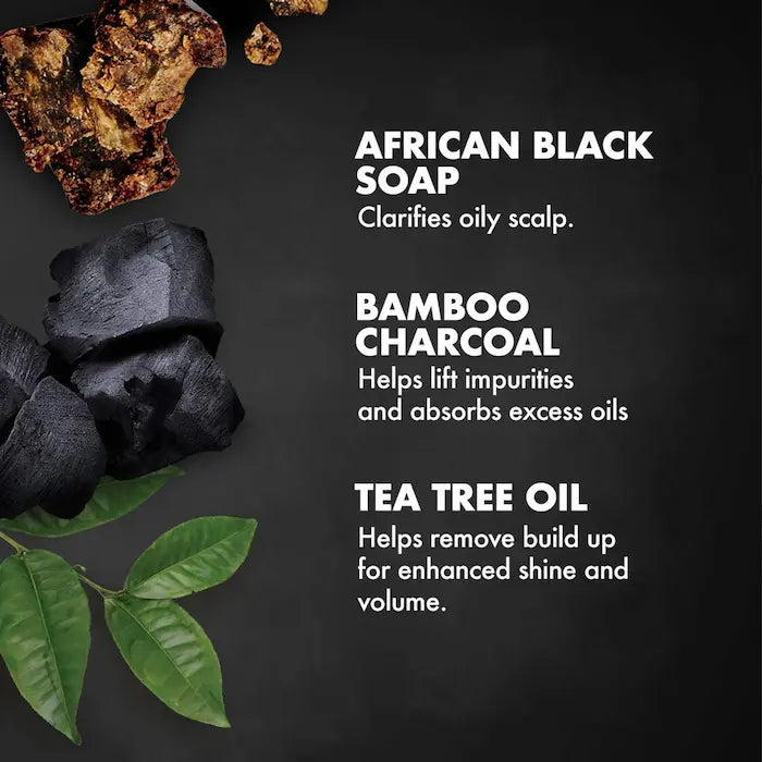 Composé d’ingrédients naturels savon noir, huile d’arbre à thé et extrait de saule, le masque capillaire Shea Moisture African Black Soap respecte le cuir chevelu et apaise eczéma, psoriasis et pellicules.