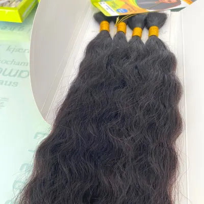 Cheveux naturels pour tresse. Rajouts 100% remy human hair 14 à 18 pouces. Janet Collection Super French Bulk en noir (1B).