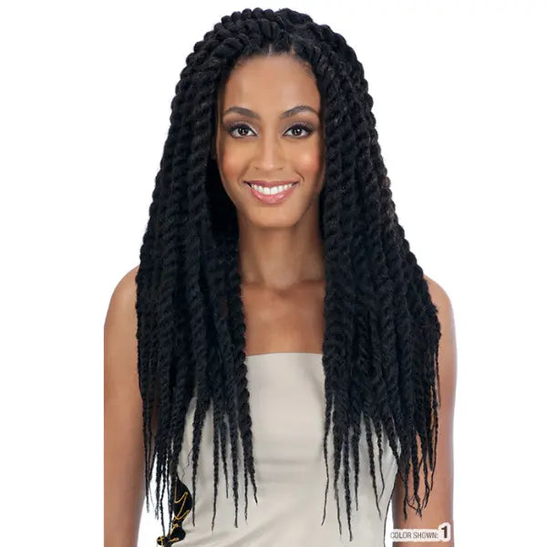 Mèches pour Twist Afro Rajouts Mojito Braid 16 pouces Model Model en noir profond 1 