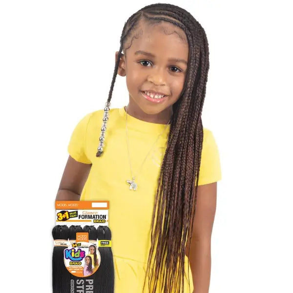 Mèches rajouts pour tresses enfants pre-stretched 4X16 Formation Kids Braids Model Model