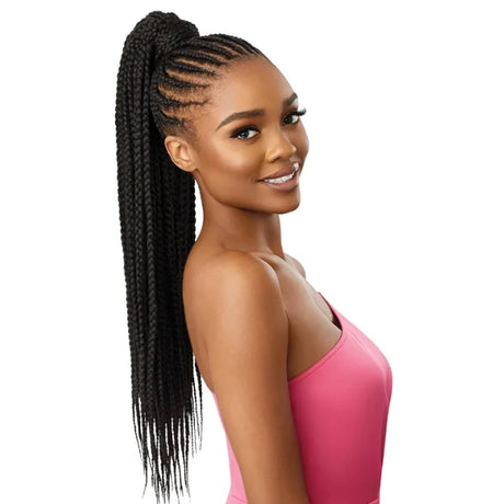 Medium box braids 26 pouces postiche pretty quicj wrap pony Noir 1B