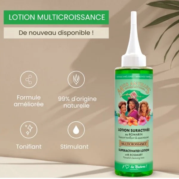 Miss Antilles Lotion capillaire stimulatrice de croissance 99% d'origine naturelle