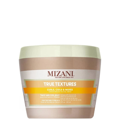 Gelée pour Twist, Braid out et boucles sur cheveux frisés, crépus. True Textures Mizani