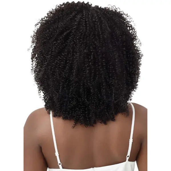 Perruque Bandeau Cheveux naturels vierges Kinky Coily14 pouces vue de dos - Outré