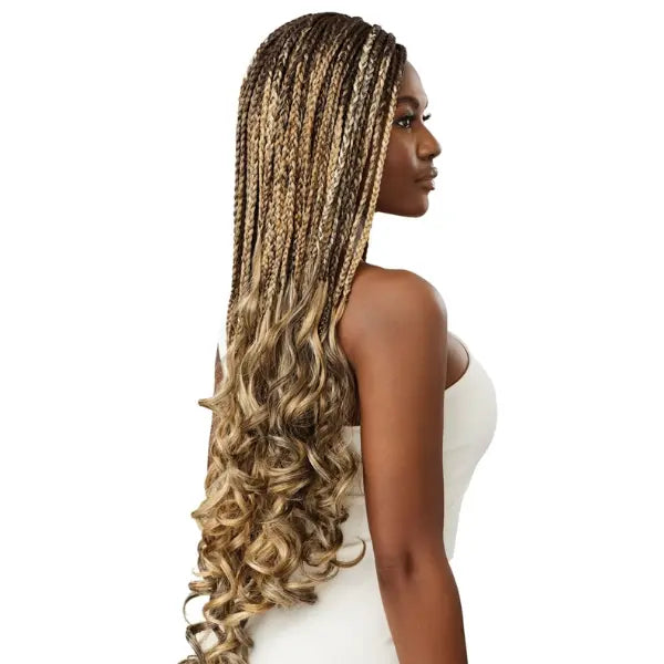 Perruque blonde French Curl Box Braids 32 pouces longues Lace HD 13X4 Outre