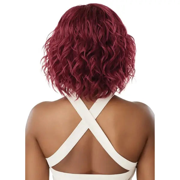 Perruque burgundy bob bouclée HD Lace transparent Outre Every43