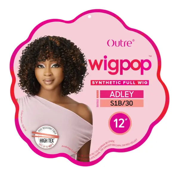 Perruque curly et bouclée avec Frange Courte Outre Wigpop Adley Packaging