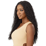 Perruque Deep Wave Closure longue noir Peruvian Water Wave Outre