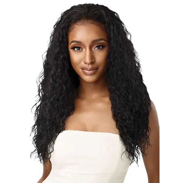 Perruque Demi-Tête Bouclée Beach Curl -couleur noire  Outré