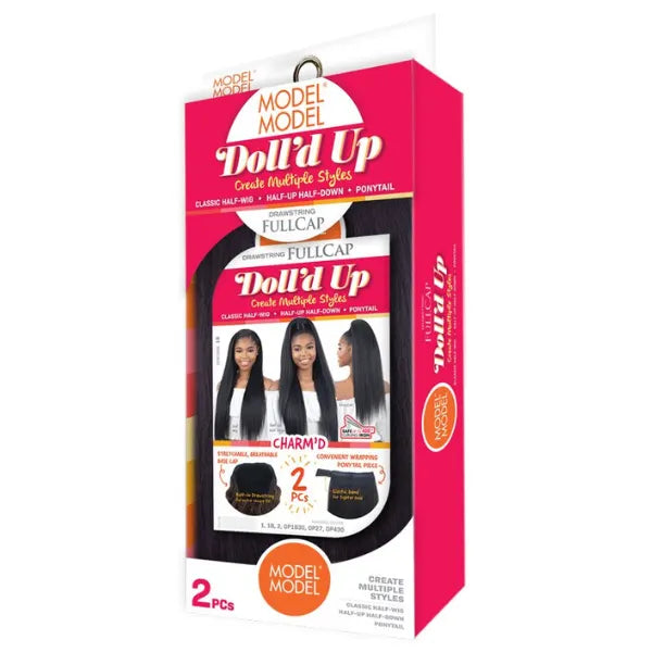 Perruque demi-tête Yaki Straight Lisse Longue Ponytail Model Model Doll'd Up Charm'd