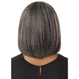 Perruque grise naturelle Straight bob lisse avec Frange Outre Deria