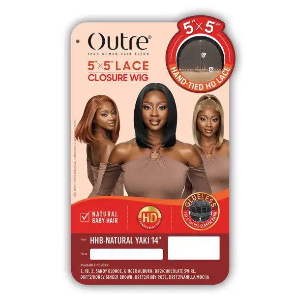 Perruque Lace Closure Natural Yaki Straight Bob Outre