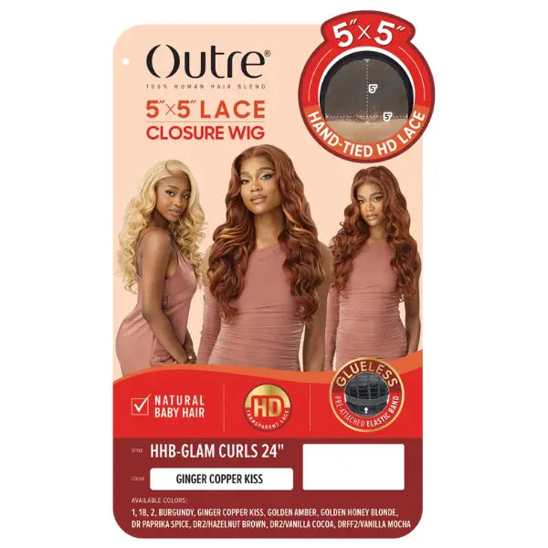 Perruque lace closure yaki wavy loose curl Outre Glam Curls 24 pouces