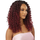 Perruque Lace Front HD+ Vanish curly bouclée ombrée rouge bordeaux Outré Airtied Dominican Curly 22 pouces