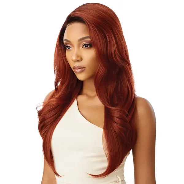 Perruque Rousse Swiss Lace Front Melted Hairline Outré - Catalina en DR2 Cinnamon Spice