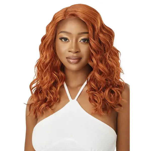 Perruque lace front Yaki Wavy glueless Copper Outre Tavi