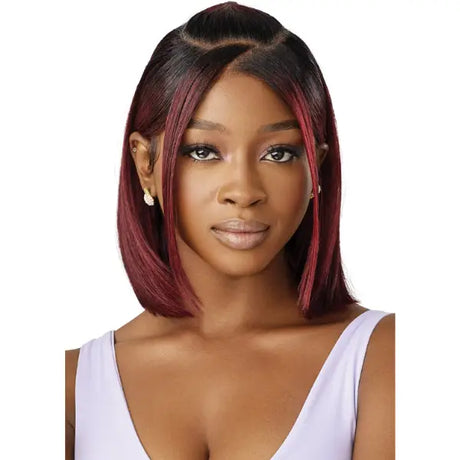 Perruque lace HD Bob Yaki Straight Burgundy Outre Airtied Natural Yaki