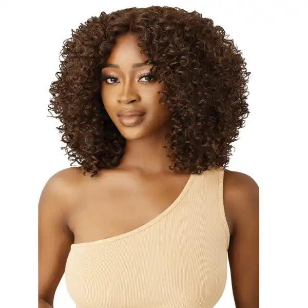 Perruque Lace HD Kinky Curly Bouclée couleur Chocolate Outre Kione