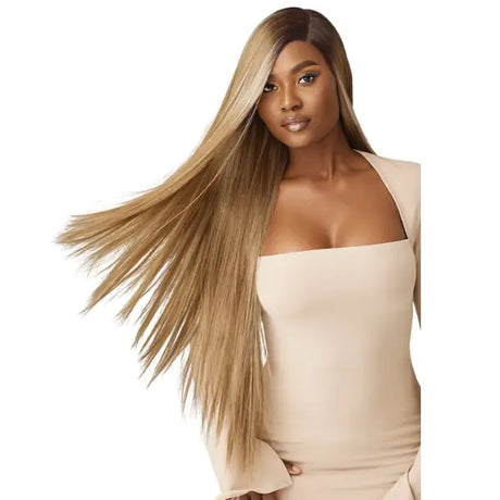 Perruque Lace HD Sleek Straight Ash Blonde Outre SleekLay Part Korai