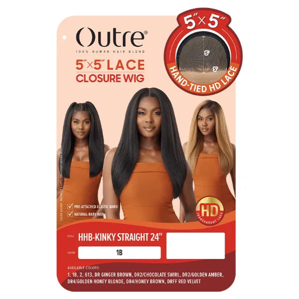 Perruque lace wig closure HD kinky straight Yaki Outre