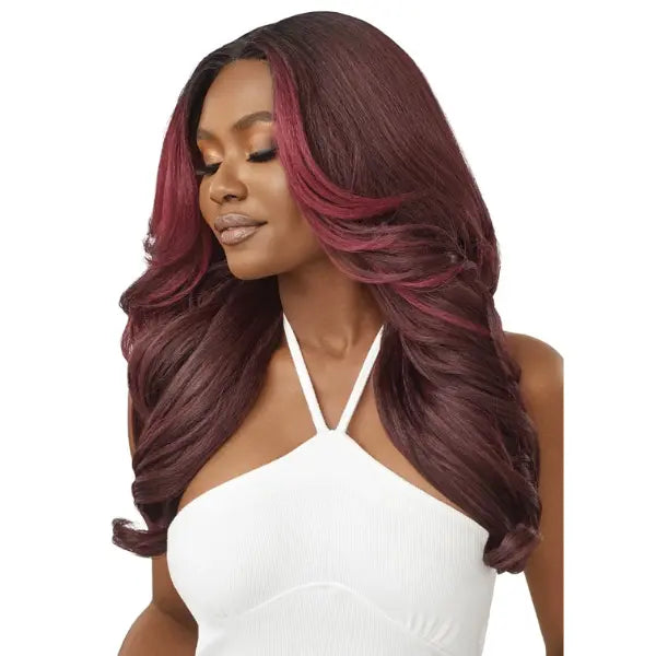 Perruque lace wig yaki wavy Burgundy Outre Talha