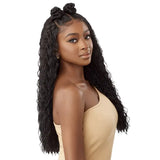 Perruque longue Deep Wave Closure noir Peruvian Water Wave Outre