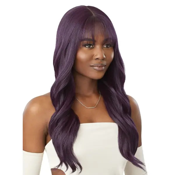 Perruque Middle Part à Frange Wavy longue Dark Violet Outre Matilda