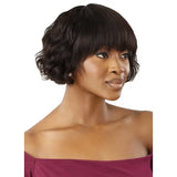 Perruque naturelle avec frange noire bob cut Outre Lavina