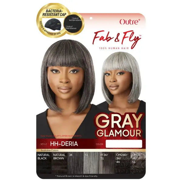 Perruque naturelle Straight Bob ave frange Outre Deria